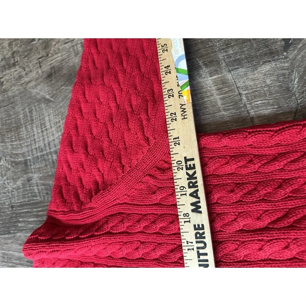 Lauren Ralph Lauren Large Womens Sweater Red Cotton Long Sleeve Chunky Academia